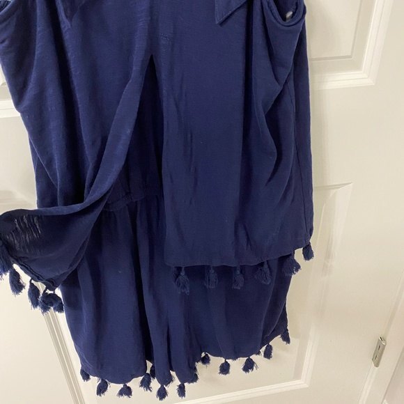 Crown & Ivy Children's Blue Sleeveless Romper. Large. - Picture 8 of 8